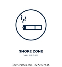 smoke zone icon from maps and flags collection. Thin linear smoke zone, zone, tobacco outline icon isolated on white background. Line vector smoke zone sign, symbol for web and mobile