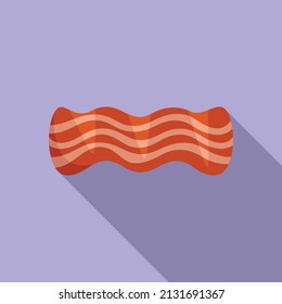 Vector plano de icono de tocino ahumado. La carne crujiente. Cocina alimenticia