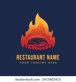 Räucherter Grill und Logo, Vektorgrafik-Design