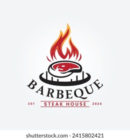 Diseño de ilustraciones vectoriales con logotipo de barbacoa y parrilla ahumada