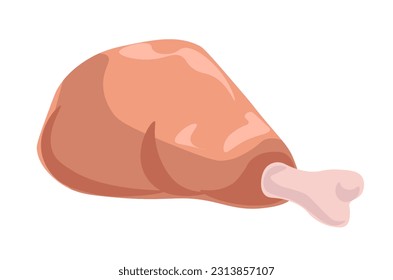 Smoked chicken leg tasty meal, isolated meat products from butcher department of a shop or store. Balanced protein in diet, nourishment and nutrition, tasty food cooking. Vector in flat style