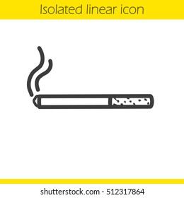Smoked cigarette linear icon. Thin line illustration. Contour symbol. Vector isolated outline drawing
