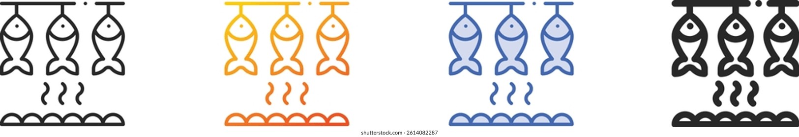 smoked fish icon.Thin Linear, Gradient, Blue Stroke and bold Style Design Isolated On White Background