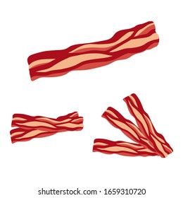 smoked, fried bacon strip illustration vector editable eps file