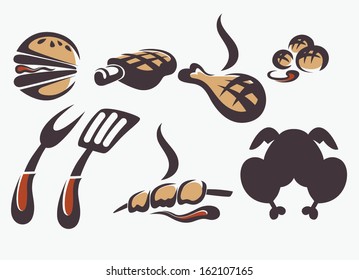 smoked, grill  and BBQ vector collection