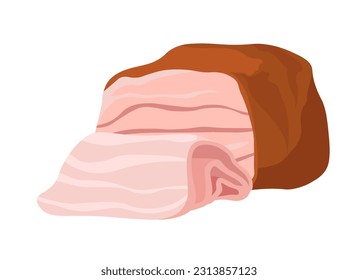 Smoked ham, chicken or pork, isolated meat products from a shop or store, butcher department. Tasty ingredients for dieting and eating healthy. Natural and organic meal. Vector in flat style