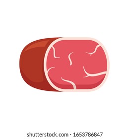Smoked ham flat icon. Vector Smoked ham in flat style isolated on white background. Element for web, game and food meat advertising
