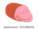 Smoked ham isolated, delicious sliced ham illustration