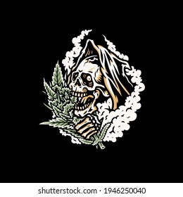 Smoked, Illustration, grim reaper illustration, editable vector graphic,  isolated on black background