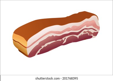 smoked lard on white background