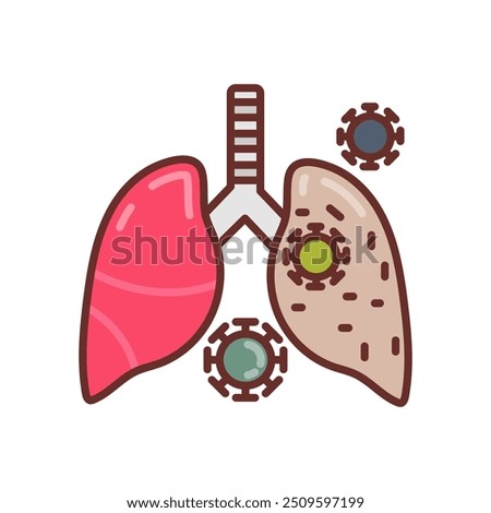 Smoked Lungs Filled Icons , Vector illustration