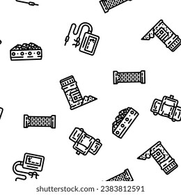 smoked meat bbq vector seamless pattern thin line illustration