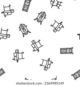 smoked meat food sausage ham vector seamless pattern thin line illustration