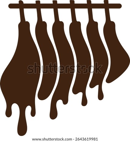 smoked meat silhouette vector, smoked rib icon for barbecue, food rack with grilled ribs