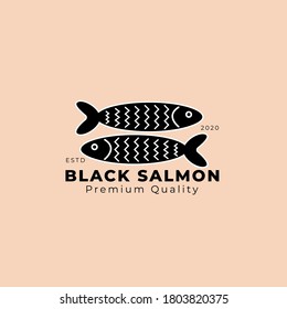 Smoked Salmon Fish Logo Retro Hipster Vintage Label Badge Vector Sticker, Fish Logo Vector. Fresh Fish Logo Concept.