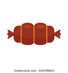 Smoked sausage flat icon. Vector Smoked sausage in flat style isolated on white background. Element for web, game and food meat advertising