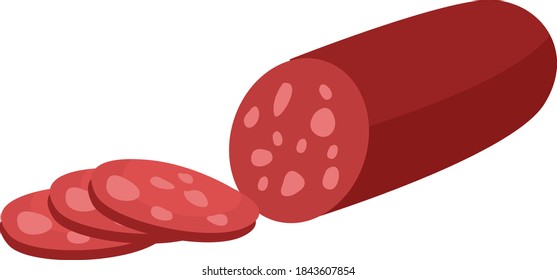 Smoked sausage, illustration, vector on white background