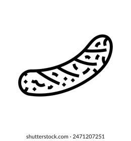 smoked sausage meat line icon vector. smoked sausage meat sign. isolated contour symbol black illustration