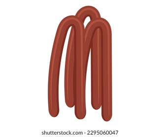 Smoked sausage. Meat product. Food. Vector illustration.