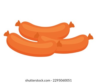 Smoked sausage. Meat product. Vector illustration.