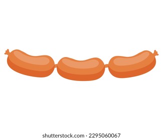 Smoked sausage. Meat product. Vector illustration.