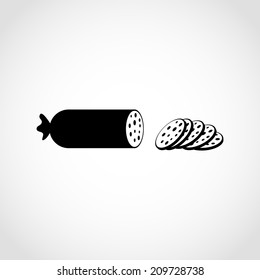 Smoked sausage sliced Icon Isolated on White Background