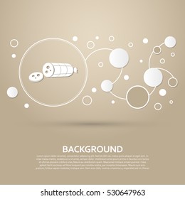 Smoked sausage sliced Icon on a brown background with elegant style and modern design infographic. Vector illustration