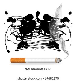 smoked-up lungs and a burning cigarette, ready poster, vector
