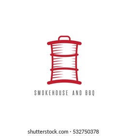 smokehouse and bbq vector concept with barrel 