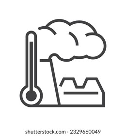 Smokehouse factory with thermometer. Ecology icons. You can edit the line icon