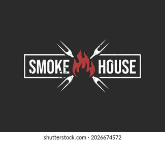 Smokehouse Logo Design On Black Background