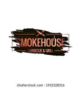 Smokehouse Watercolor Logo Design On Black Background