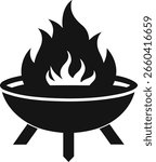 Smokeless Firepit Design Icon Silhouette Vector Black