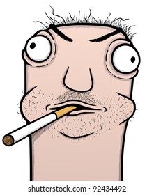 Smoker and alcoholic cartoon, vector illustration