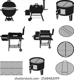 Smoker BBQ, Grill Barbecue Smoker Vector Icon, Sign, Symbol, Icon, Smokin Hot, Printable Vector, Smoker BBQ Split And Circle Logo