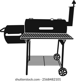 Smoker BBQ, Grill Barbecue Smoker Vector Icon, Sign, Symbol, Icon, Smokin Hot, Printable Vector, Smoker BBQ Split And Circle Logo