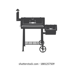 Tabaquero BBQ, Signo, Símbolo, Icono, Logotipo, Monograma, Calor De Humo, Vector Imprimible, Tabaquero BBQ Split Y Monograma Círculo