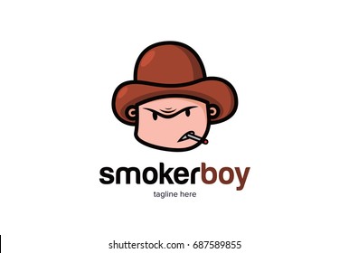 Smoker Boy Logo Template Design Vector, Emblem, Design Concept, Creative Symbol, Icon