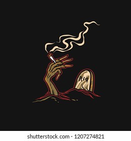 Smoker from the deep, enjoy die, halloween party, vector illustration.