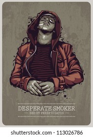 Smoker grunge image. Vector illustration.