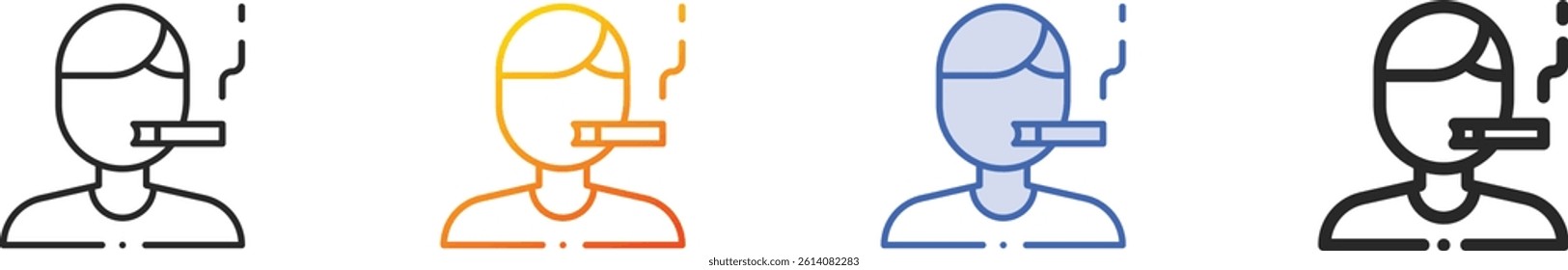smoker icon.Thin Linear, Gradient, Blue Stroke and bold Style Design Isolated On White Background