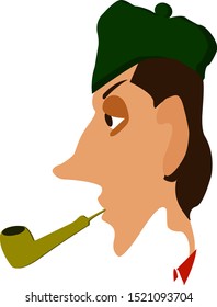 Fumador, ilustración, vector sobre fondo blanco.