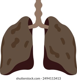 Smoker Lung Defeat from nicotine. Harm of tar from a cigarette