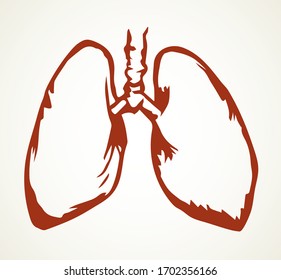 Smoker person thorax lobe shape organism element. Outline black hand drawn aorta artery part aid logo pictogram emblem image design. Doodle sketch art cartoon style. Closeup line view white text space