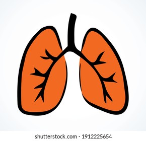 Smoker person thorax lobe shape organism element. Outline black hand drawn aorta artery part aid logo pictogram emblem image design. Doodle sketch art cartoon style. Closeup line view white text space