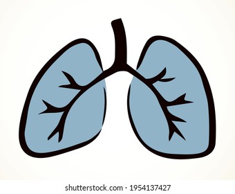 Smoker person thorax lobe shape organism element. Outline black hand drawn aorta artery part aid logo pictogram emblem image design. Doodle sketch art cartoon style. Closeup line view white text space