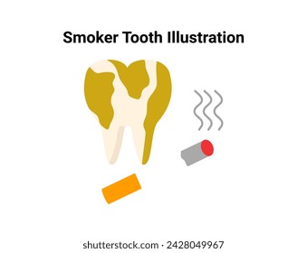 Smoker tooth flat illustration. Dentistry and orthodontics vector illustration. Dental clinic services, stomatology, dentistry, orthodontics, oral health care and hygiene vector.