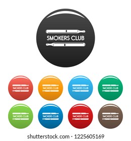 Smokers club icons set 9 color vector isolated on white for any design