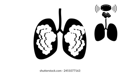 smoker's lungs, black isolated silhouette