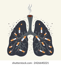 Smoker's lungs. Toxic effects of cigarette tobacco. Concept of quitting smoking. World No Tobacco Day